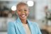Face portrait, manager and happy black woman, business leader or employee smile for startup company.